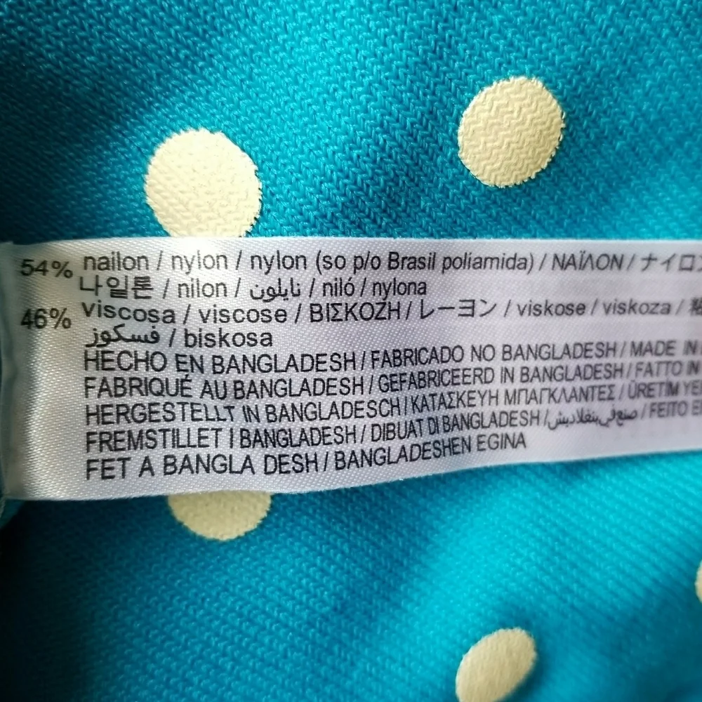 ZARA // turquoise polka dot one puff shoulder soft & stretchy knit mini dress - Picture 15 of 16